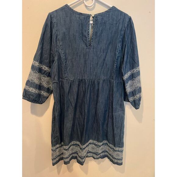 J.Jill Denim Dress with lace pattern - Picture 3 of 6